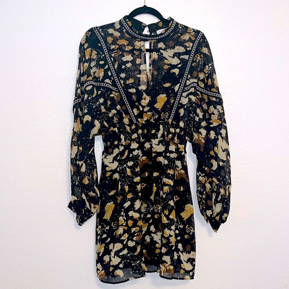 TOPSHOP black sheer dress with slip - Size 8